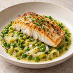 Roasted Haddock, Leek Fondue and Cider–Chive Jus - Fresh Start 30: A Journey To Better Health Roasted Haddock, Leek Fondue and Cider–Chive Jus